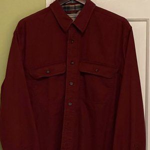L.L. Bean Mens Long Sleeve Thick Lined Maroon/Red Fall~Winter Shirt Sz Large